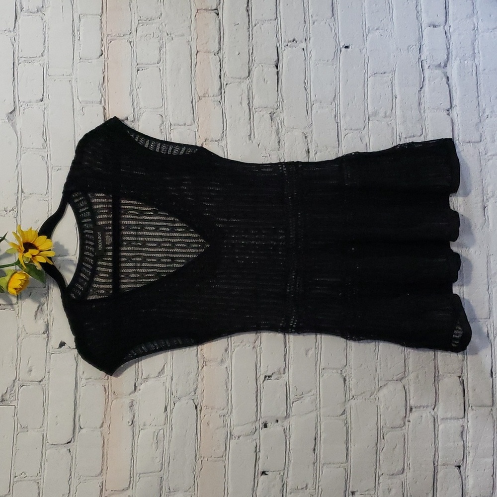 Ideology black lace open weave/sheer tunic Sz XS